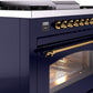 ILVE Nostalgie II 36" Dual Fuel Natural Gas Range in Blue with Brass Trim, UP36FNMPMBG