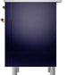 ILVE Nostalgie II 36" Dual Fuel Natural Gas Range in Blue with Brass Trim, UP36FNMPMBG