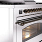 ILVE Nostalgie II 36" Dual Fuel Natural Gas Range in Stainless Steel with Bronze Trim, UP36FNMPSSB