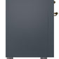 ILVE Nostalgie II 36" Dual Fuel Propane Gas Range in Blue Grey with Brass Trim, UP36FNMPBGGLP