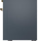ILVE Nostalgie II 36" Dual Fuel Natural Gas Range in Blue Grey with Brass Trim, UP36FNMPBGG