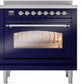 ILVE Nostalgie II 36" Induction Range with Element Stove and Electric Oven in Blue with Chrome Trim, UPI366NMPMBC