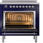 ILVE Nostalgie II 36" Induction Range with Element Stove and Electric Oven in Blue with Chrome Trim, UPI366NMPMBC