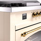 ILVE Nostalgie II 60" Dual Fuel Propane Gas Range in Antique White with Brass Trim, UP60FSNMPAWGLP