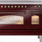 ILVE Nostalgie II 48" Induction Range with Element Stove and Electric Oven in Burgundy with Bronze Trim, UPI486NMPBUB