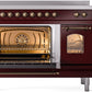 ILVE Nostalgie II 48" Induction Range with Element Stove and Electric Oven in Burgundy with Bronze Trim, UPI486NMPBUB