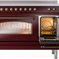ILVE Nostalgie II 48" Induction Range with Element Stove and Electric Oven in Burgundy with Bronze Trim, UPI486NMPBUB