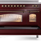 ILVE Nostalgie II 48" Induction Range with Element Stove and Electric Oven in Burgundy with Bronze Trim, UPI486NMPBUB