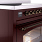 ILVE Nostalgie II 48" Induction Range with Element Stove and Electric Oven in Burgundy with Bronze Trim, UPI486NMPBUB