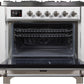 ILVE Majestic II 36" Dual Fuel Natural Gas Range in White with Chrome Trim, UM09FDNS3WHC