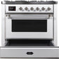 ILVE Majestic II 36" Dual Fuel Natural Gas Range in White with Chrome Trim, UM09FDNS3WHC