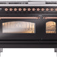ILVE Nostalgie II 48" Dual Fuel Propane Gas Range in Black with Copper Trim, UP48FNMPBKPLP