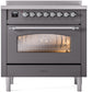 ILVE Nostalgie II 36" Induction Range with Element Stove and Electric Oven in Matte Graphite with Chrome Trim, UPI366NMPMGC