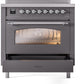 ILVE Nostalgie II 36" Induction Range with Element Stove and Electric Oven in Matte Graphite with Chrome Trim, UPI366NMPMGC
