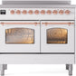 ILVE Nostalgie II 40" Induction Range with Element Stove and Electric Oven in White with Copper Trim, UPDI406NMPWHP