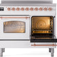 ILVE Nostalgie II 40" Induction Range with Element Stove and Electric Oven in White with Copper Trim, UPDI406NMPWHP