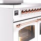 ILVE Nostalgie II 40" Induction Range with Element Stove and Electric Oven in White with Copper Trim, UPDI406NMPWHP