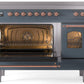 ILVE Nostalgie II 48" Induction Range with Element Stove and Electric Oven in Blue Grey with Copper Trim, UPI486NMPBGP