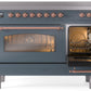 ILVE Nostalgie II 48" Induction Range with Element Stove and Electric Oven in Blue Grey with Copper Trim, UPI486NMPBGP