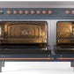 ILVE Nostalgie II 48" Induction Range with Element Stove and Electric Oven in Blue Grey with Copper Trim, UPI486NMPBGP
