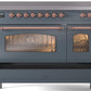 ILVE Nostalgie II 48" Induction Range with Element Stove and Electric Oven in Blue Grey with Copper Trim, UPI486NMPBGP