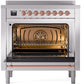 ILVE Nostalgie II 36" Induction Range with Element Stove and Electric Oven in Stainless Steel with Copper Trim, UPI366NMPSSP
