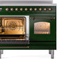 ILVE Nostalgie II 40" Induction Range with Element Stove and Electric Oven in Emerald Green with Bronze Trim, UPDI406NMPEGB
