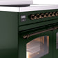 ILVE Nostalgie II 40" Induction Range with Element Stove and Electric Oven in Emerald Green with Bronze Trim, UPDI406NMPEGB