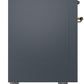 ILVE Nostalgie II 36" Induction Range with Element Stove and Electric Oven in Blue Grey with Brass Trim, UPI366NMPBGG
