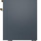 ILVE Nostalgie II 36" Induction Range with Element Stove and Electric Oven in Blue Grey with Brass Trim, UPI366NMPBGG