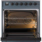 ILVE Nostalgie II 30" Induction Range with Element Stove and Electric Oven in Blue Grey with Bronze Trim, UPI304NMPBGB