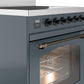 ILVE Nostalgie II 30" Induction Range with Element Stove and Electric Oven in Blue Grey with Bronze Trim, UPI304NMPBGB