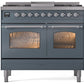 ILVE Nostalgie II 40" Dual Fuel Propane Gas Range in Blue Grey with Chrome Trim, UPD40FNMPBGCLP