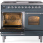 ILVE Nostalgie II 40" Dual Fuel Propane Gas Range in Blue Grey with Chrome Trim, UPD40FNMPBGCLP