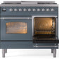 ILVE Nostalgie II 40" Dual Fuel Propane Gas Range in Blue Grey with Chrome Trim, UPD40FNMPBGCLP