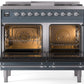 ILVE Nostalgie II 40" Dual Fuel Propane Gas Range in Blue Grey with Chrome Trim, UPD40FNMPBGCLP