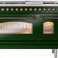 ILVE Nostalgie II 48" Dual Fuel Propane Gas Range in Emerald Green with Bronze Trim, UP48FNMPEGBLP