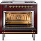 ILVE Nostalgie II 36" Dual Fuel Natural Gas Range in Burgundy with Brass Trim, UP36FNMPBUG