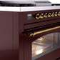 ILVE Nostalgie II 36" Dual Fuel Natural Gas Range in Burgundy with Brass Trim, UP36FNMPBUG