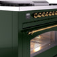 ILVE Nostalgie II 36" Dual Fuel Propane Gas Range in Emerald Green with Brass Trim, UP36FNMPEGGLP