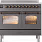 ILVE Nostalgie II 40" Induction Range with Element Stove and Electric Oven in Matte Graphite with Bronze Trim, UPDI406NMPMGB