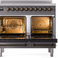 ILVE Nostalgie II 40" Induction Range with Element Stove and Electric Oven in Matte Graphite with Bronze Trim, UPDI406NMPMGB