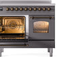 ILVE Nostalgie II 40" Induction Range with Element Stove and Electric Oven in Matte Graphite with Bronze Trim, UPDI406NMPMGB