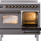 ILVE Nostalgie II 40" Induction Range with Element Stove and Electric Oven in Matte Graphite with Bronze Trim, UPDI406NMPMGB