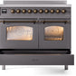 ILVE Nostalgie II 40" Induction Range with Element Stove and Electric Oven in Matte Graphite with Bronze Trim, UPDI406NMPMGB