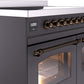 ILVE Nostalgie II 40" Induction Range with Element Stove and Electric Oven in Matte Graphite with Bronze Trim, UPDI406NMPMGB