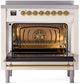 ILVE Nostalgie II 36" Induction Range with Element Stove and Electric Oven in Antique White with Brass Trim, UPI366NMPAWG