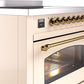 ILVE Nostalgie II 36" Induction Range with Element Stove and Electric Oven in Antique White with Brass Trim, UPI366NMPAWG