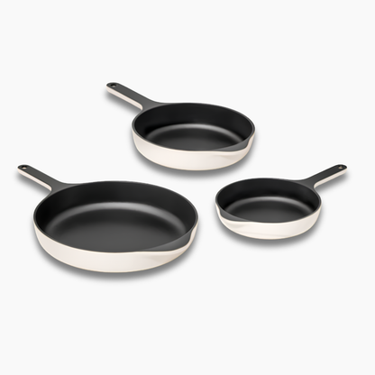Caraway Enameled Cast Iron Skillet Trio