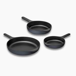 Caraway Enameled Cast Iron Skillet Trio